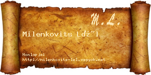 Milenkovits Lél névjegykártya